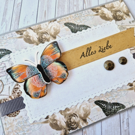 Geburtstagskarte Glückwunschkarte Alles Liebe mit Schmetterling