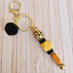 Schlüsselanhänger Holz Leopardmuster
