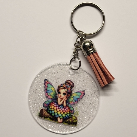 transparenter Acryl Anhänger Fee von hinten Glitzer