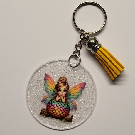 transparenter Acryl Anhänger Fee von hinten Glitzer