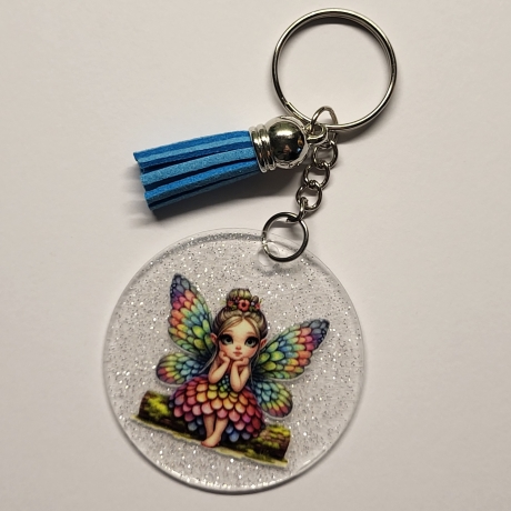 transparenter Acryl Anhänger Fee von hinten Glitzer
