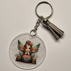 transparenter Acryl Anhänger Fee von hinten Glitzer