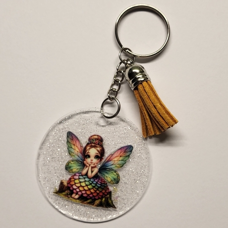 transparenter Acryl Anhänger Fee von hinten Glitzer