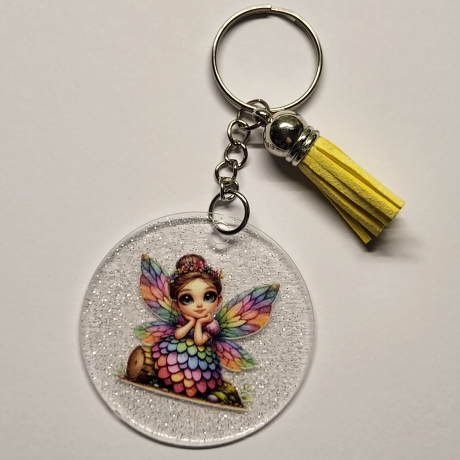 transparenter Acryl Anhänger Fee von hinten Glitzer