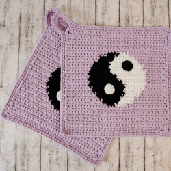 Topflappen YinYang flieder/weiß/schwarz