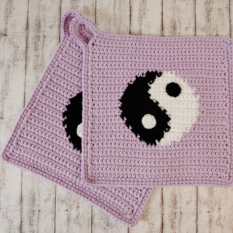 Topflappen YinYang flieder/weiß/schwarz
