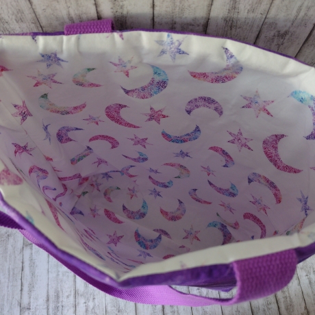 Shopper Marie Mond/Sterne lila/violett