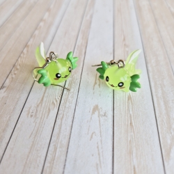 originelle Ohrringe Ohrhänger Axolotl grün