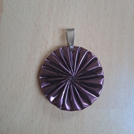 Kettenanhänger aus Kaffeekapsel, lila,  Upcycling