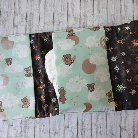 Windeltasche Lina mint/schwarzbraun Bärchen/Monde
