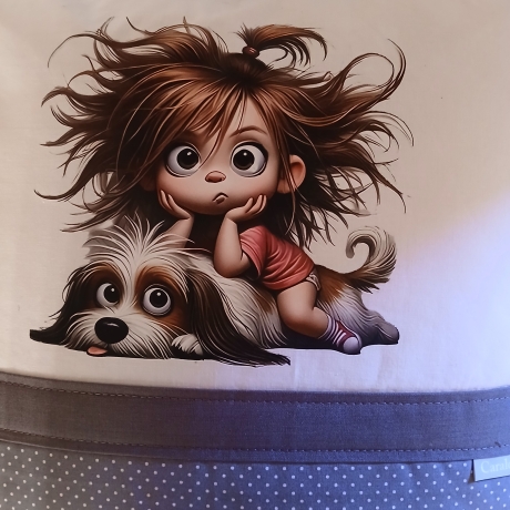 Kissen Kind mit Hund 45x45 cm