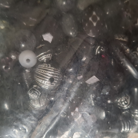 Perlen, Acryl-Perlen, schwarz/grau 