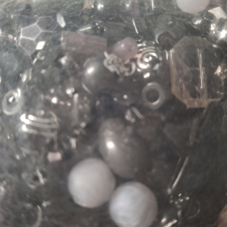 Perlen, Acryl-Perlen, schwarz/grau 