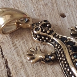 Anhänger, Edelstahl,  Salamander/Eidechse goldfarben