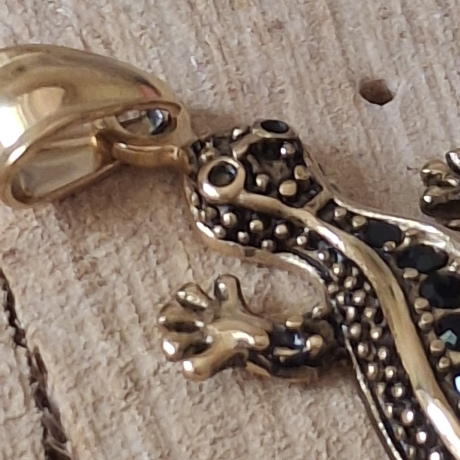 Anhänger, Edelstahl,  Salamander/Eidechse goldfarben