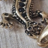 Anhänger, Edelstahl,  Salamander/Eidechse goldfarben