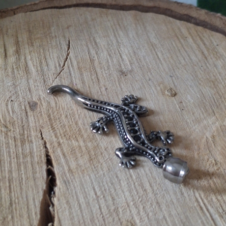 Anhänger, Edelstahl,  Salamander/Eidechse silberfarben 