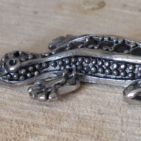 Anhänger, Edelstahl,  Salamander/Eidechse silberfarben 
