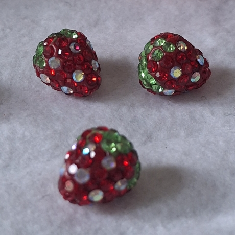 Perlen, Polymer - Strass Perlen, Erdbeere