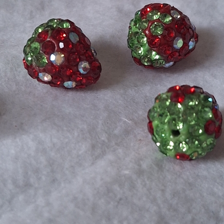 Perlen, Polymer - Strass Perlen, Erdbeere
