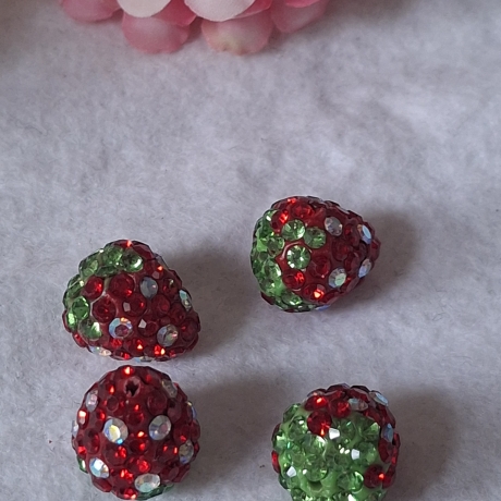 Perlen, Polymer - Strass Perlen, Erdbeere