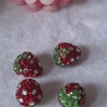 Perlen, Polymer - Strass Perlen, Erdbeere
