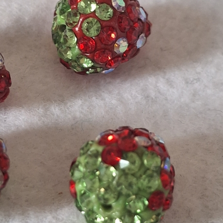 Perlen, Polymer - Strass Perlen, Erdbeere