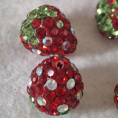 Perlen, Polymer - Strass Perlen, Erdbeere