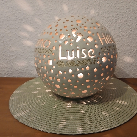 Keramik Leuchtkugel Namenslampe Geburtslampe Kugellampe mit Name