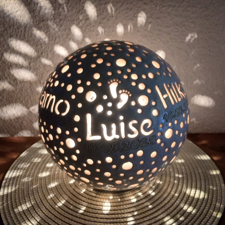 Keramik Leuchtkugel Namenslampe Geburtslampe Kugellampe mit Name
