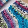 Sneaker-Socken Gr. 36/37 mit Lochmuster - Streifen - helle Farben