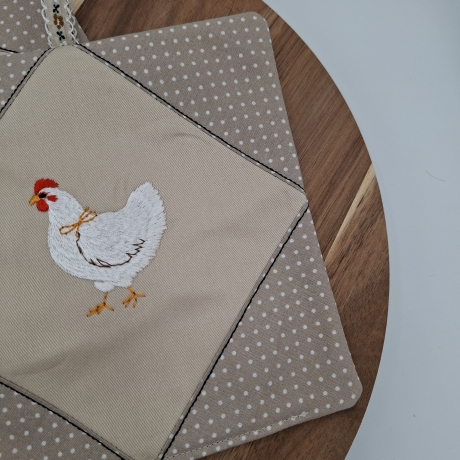 Topflappen Patchwork Huhn