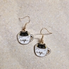 Emaille Ohrringe Ohrhänger Katze Tasse 