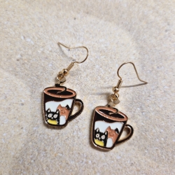 Emaille Ohrringe Ohrhänger Tasse Kaffee