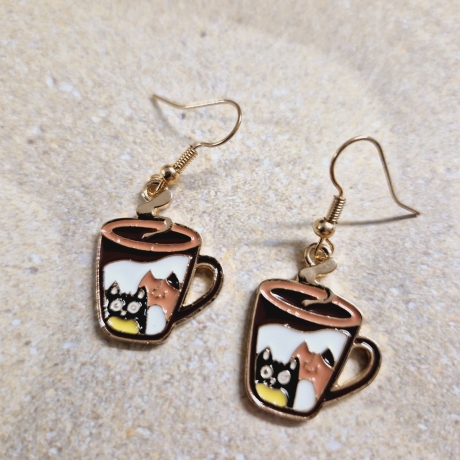 Emaille Ohrringe Ohrhänger Tasse Kaffee