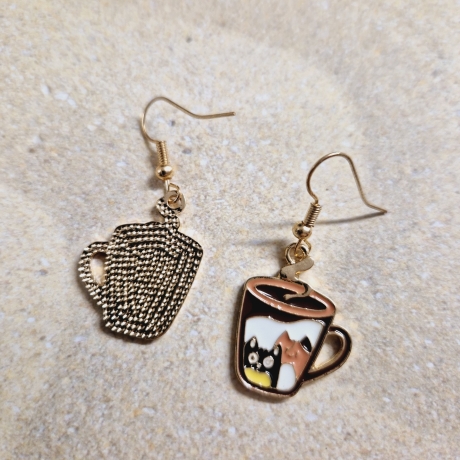 Emaille Ohrringe Ohrhänger Tasse Kaffee