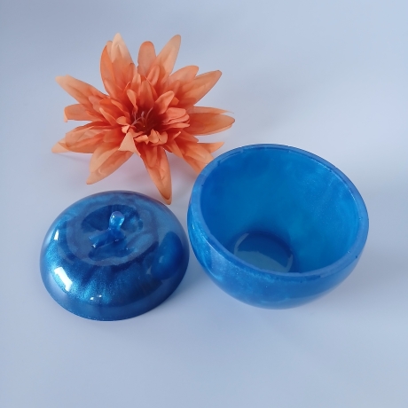 Epoxidharz Dose Apfel blau, Schmuckdose