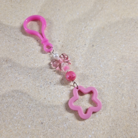 Schlüsselanhänger Stern Schleife pink Geschenkidee 