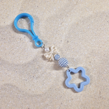 Schlüsselanhänger Stern Schleife blau Geschenkidee 