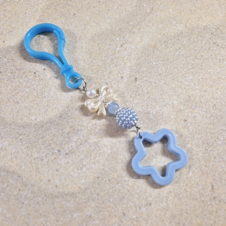 Schlüsselanhänger Stern Schleife blau Geschenkidee 