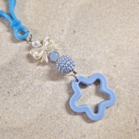 Schlüsselanhänger Stern Schleife blau Geschenkidee 