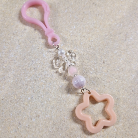 Schlüsselanhänger Stern Schleife apricot rosa Geschenkidee 