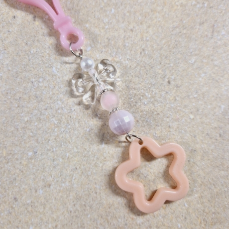 Schlüsselanhänger Stern Schleife apricot rosa Geschenkidee 