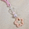 Schlüsselanhänger Stern Schleife apricot rosa Geschenkidee 