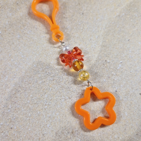 Schlüsselanhänger Stern Schleife orange Geschenkidee 