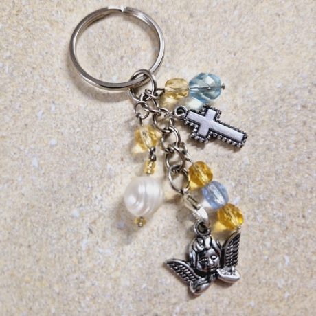 Schlüsselanhänger Engel Kreuz Geschenkidee 