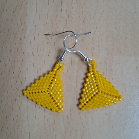 Ohrringe aus Perlen, Peyote, gelb, Handarbeit