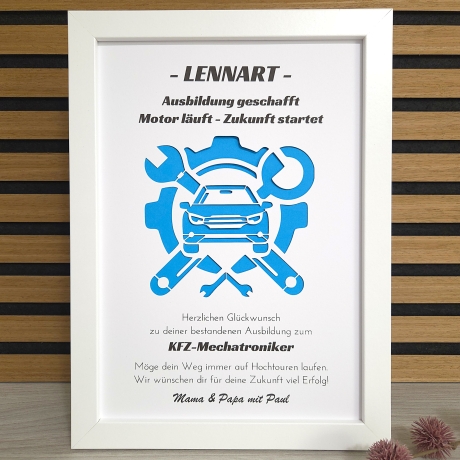 Personalisierter Geldgeschenkrahmen KFZ-Mechatroniker 