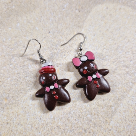 FIMO Ohrringe Lebkuchenmännchen Weihnachten Wichtelgeschenk