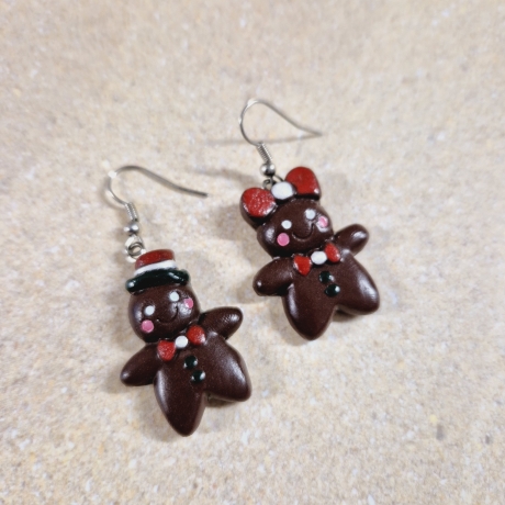 FIMO Ohrringe Lebkuchenmännchen Weihnachten Wichtelgeschenk